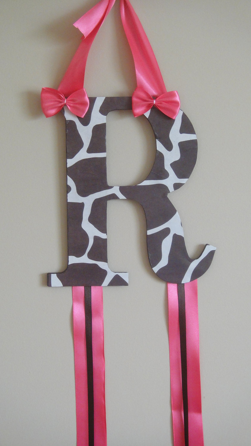 Personalized Bow Organizer Animal Print and Pink